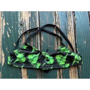 Arena Womens Bikini Swim Top Green Black Abstract Graphic Crossback Size 26